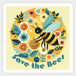 Earth Day Bee and Flowers Sticker